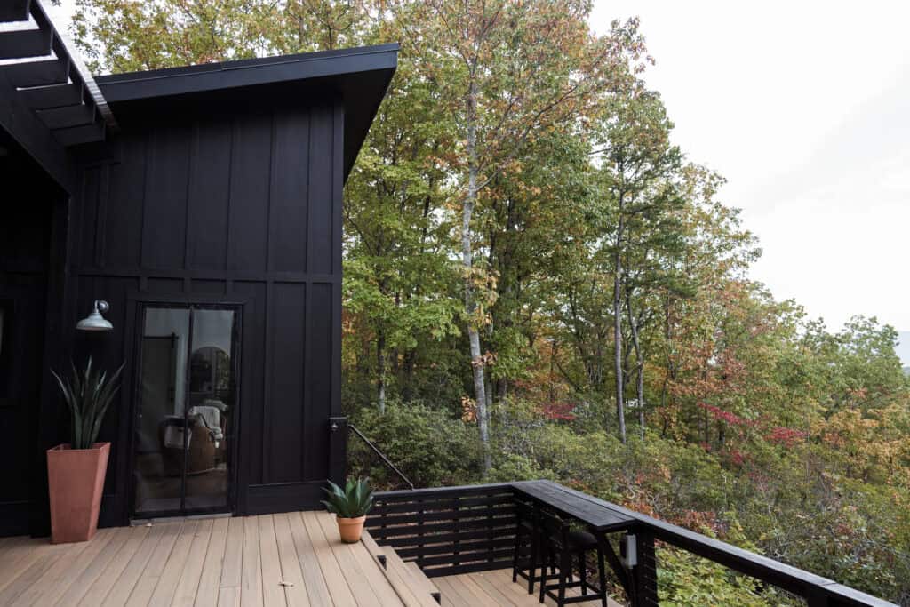 Part of the porch of a cabin in the mountains of North Georgia. 